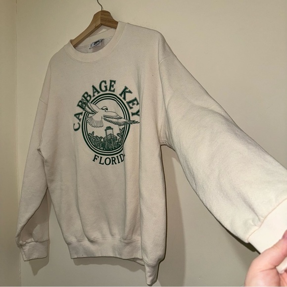 Vintage Lee Heavyweight Cabbage Key Florida Tan + Green Graphic Crewneck Size: L - Picture 9 of 16